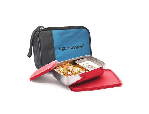 SignoraWare 3525 Compact Steel Lunch Box (Big) with Bag (150ml + 850ml)