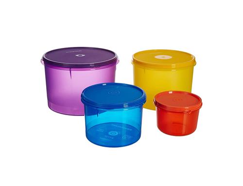 SignoraWare 820 Modular Plastic Storage Container Round (Set of 4) (3.5L, 2.5L, 1.1L, 450 ml)